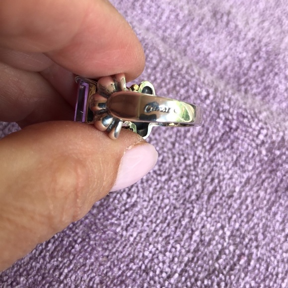 Lagos ring - amethyst set in sterling silver with 18K gold Caviar beading - Picture 7 of 16